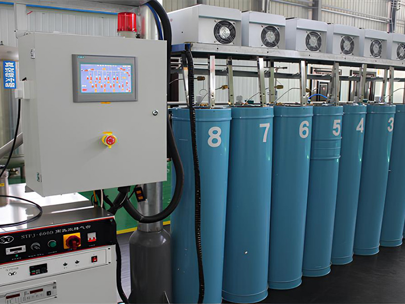 電子氣體級匯流排，自動化控制加熱烘干真空置換裝置 2 套(6 工位，8 工位)可以同時處理 14 支直徑小于 250 的鋼瓶